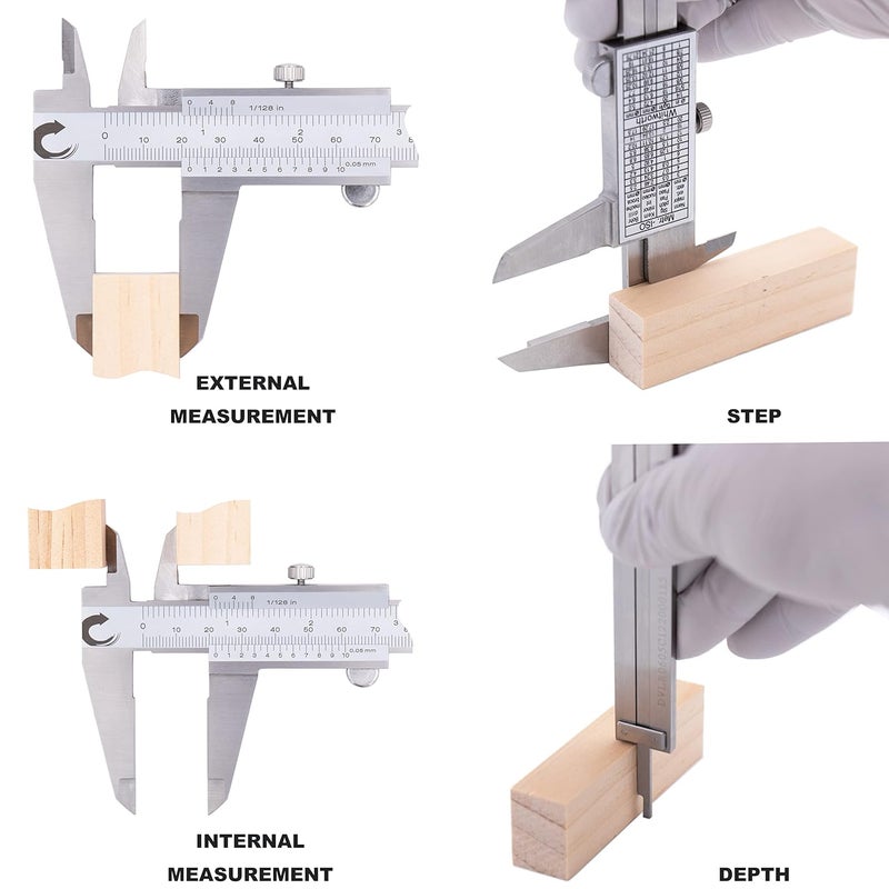 Clockwise Tools Vernier Caliper, DVLR-0805 0-8 Inch/200 mm, Inch (Fraction)/Metric, Stainless Steel - Image 2